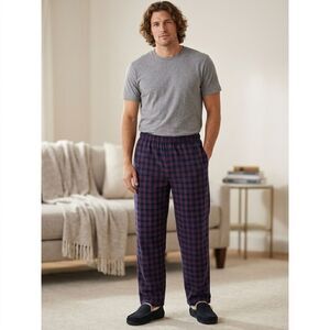 Ben Sherman Blue Red Plaid Flannel Pajama Pants Lounge Cozy Winter